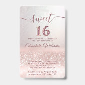 Roos gold glitter ombre script Sweet 16 VIP Badge (Achterkant)