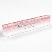 Roos Gold Glitter Ombre Script Trendy Naambordje