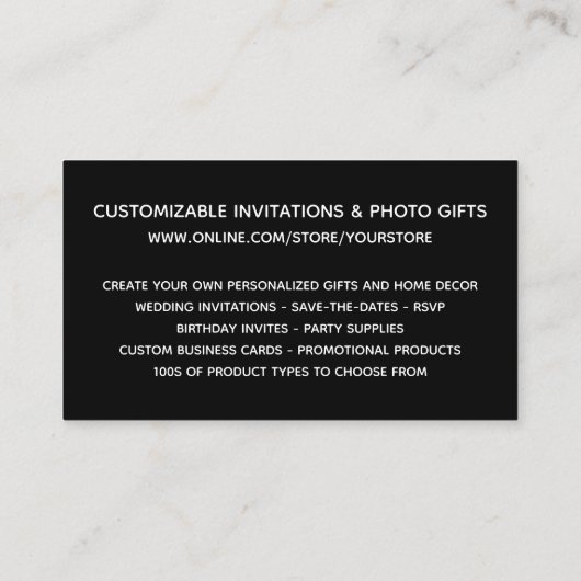 Roos Gold Glitter Online Store Black Visitekaartje (Achterkant)