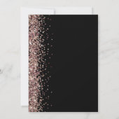 Roos Gold Glitter op Black Wedding Kaart (Achterkant)