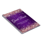 Roos Gold Glitter Paars 21st Birthday Guestbook Notitieboek (Rechterzijde)