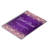 Roos Gold Glitter Paars 21st Birthday Guestbook Notitieboek (Linkerzijde)