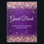 Roos Gold Glitter Paars 21st Birthday Guestbook Notitieboek<br><div class="desc">Creëer je eigen gastenboek voor haar 21ste verjaardagsfeest in dit lege notitieboek. Meisjes faux dun roos goudglitter op de boven- en onderrand,  over een donkere en koninklijke paarse gradiënt of ombre achtergrond. U kunt de doopvontstijl en grootte aanpassen zoals nodig.</div>