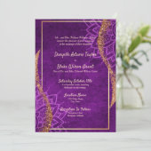 Roos Gold Glitter Paars Mandala Foto bruiloft Kaart (Staand voorkant)