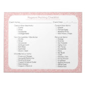 Roos Gold Glitter Pageant Packing Checklist Notitieblok (Voorkant)
