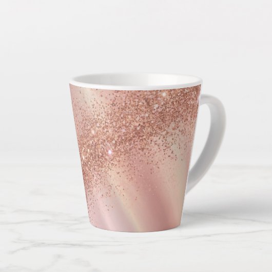 Roos Gold Glitter Pastel Latte Mok (Rechterhoek)