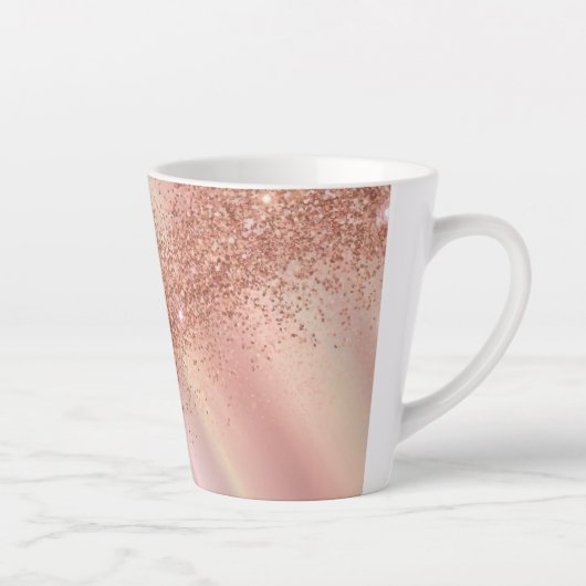 Roos Gold Glitter Pastel Latte Mok (Rechts)