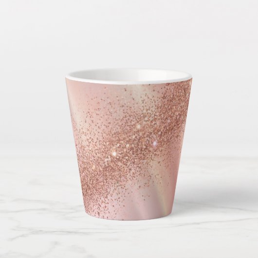 Roos Gold Glitter Pastel Latte Mok (Voorkant)