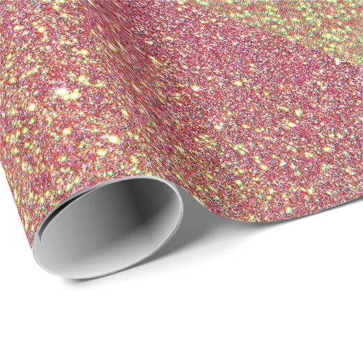 Roos Gold Glitter Pattern Wrapping Paper Cadeaupapier (Rol Hoek)