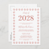 Roos Gold Glitter Paw Afstuderen Uitnodiging Briefkaart (Voorkant / Achterkant)