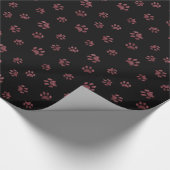 Roos Gold Glitter Paw Print Patroon Cadeaupapier (Hoek)