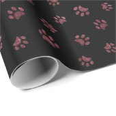 Roos Gold Glitter Paw Print Patroon Cadeaupapier (Rol Hoek)