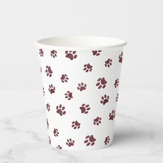 Roos Gold Glitter Paw Printerpartij Papieren Bekers (Voorkant)