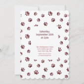 Roos Gold Glitter Paw Prints Pet Birthday Invite Kaart (Achterkant)