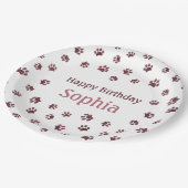 Roos Gold Glitter Paw Prints Pet Birthday Party Papieren Bordje (Gekanteld)