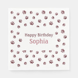 Roos Gold Glitter Paw Prints Pet Birthday Party Servet
