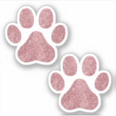 Roos Gold Glitter Paw Prints Pet Lover Sticker (Voorkant)