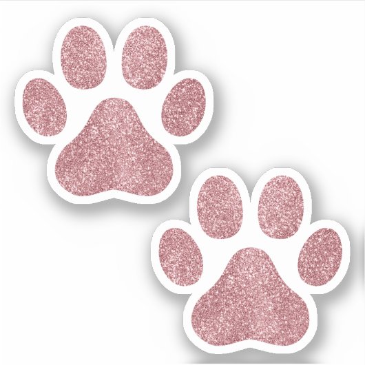 Roos Gold Glitter Paw Prints Pet Lover Sticker (Voorkant)