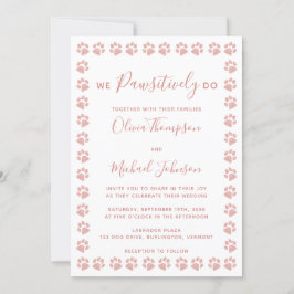 Roos Gold Glitter Paw Prints Weddenschap Kaart