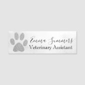 Roos Gold Glitter Paw Veterinary Business Naamplaatje (Voorkant)