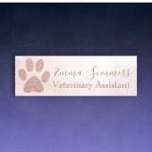 Roos Gold Glitter Paw Veterinary Business Naamplaatje