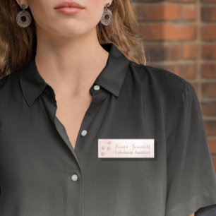 Roos Gold Glitter Paw Veterinary Business Naamplaatje