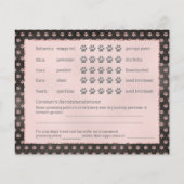 Roos Gold Glitter Paws Dog Grooming Report Kaart (Achterkant)