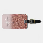 Roos gold glitter Persoonlijke naam Bagagelabel (Voorkant horizontaal)