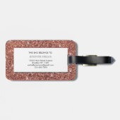 Roos gold glitter Persoonlijke naam Bagagelabel (Achterkant horizontaal)