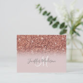 Roos gold glitter Persoonlijke naam Briefkaart (Staand voorkant)