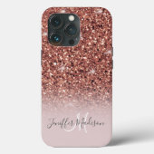 Roos gold glitter Persoonlijke naam Case-Mate iPhone Case (Achterkant)