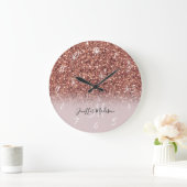 Roos gold glitter Persoonlijke naam Grote Klok (Huis)