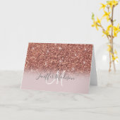 Roos gold glitter Persoonlijke naam Kaart (Gele Bloem)