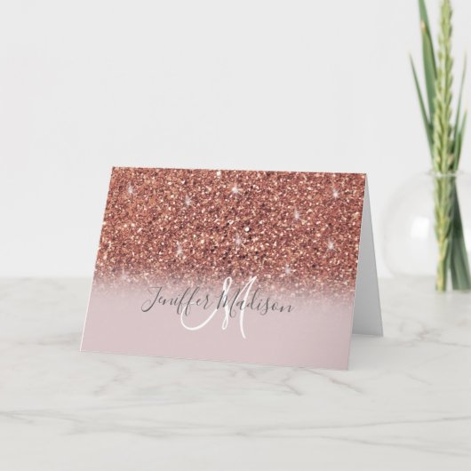 Roos gold glitter Persoonlijke naam Kaart (Voorkant)