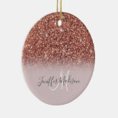 Roos gold glitter Persoonlijke naam Keramisch Ornament (Rechts)