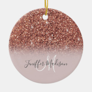 Roos gold glitter Persoonlijke naam Keramisch Ornament