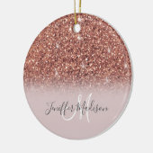 Roos gold glitter Persoonlijke naam Keramisch Ornament (Links)