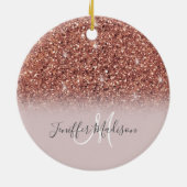 Roos gold glitter Persoonlijke naam Keramisch Ornament (Achterkant)