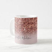 Roos gold glitter Persoonlijke naam Koffiemok (Voorkant links)