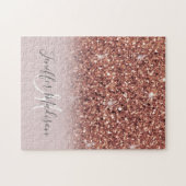 Roos gold glitter Persoonlijke naam Legpuzzel (Horizontaal)