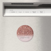 Roos gold glitter Persoonlijke naam Magneet (Insitu (Vaatwasser))