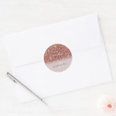 Roos gold glitter Persoonlijke naam Ronde Sticker (Envelop)