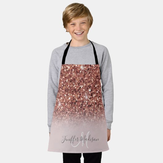 Roos gold glitter Persoonlijke naam Schort (Gedragen)