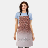 Roos gold glitter Persoonlijke naam Schort (Gedragen)