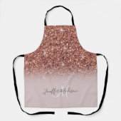 Roos gold glitter Persoonlijke naam Schort (Voorkant)