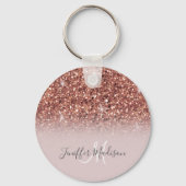 Roos gold glitter Persoonlijke naam Sleutelhanger (Voorkant)