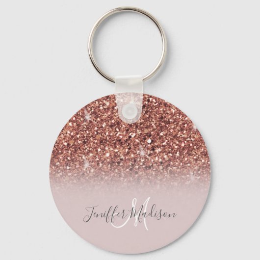 Roos gold glitter Persoonlijke naam Sleutelhanger (Voorkant)