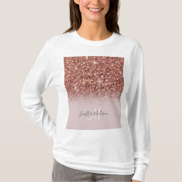 Roos gold glitter Persoonlijke naam T-shirt