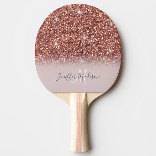 Roos gold glitter Persoonlijke naam Tafeltennisbatje (Voorkant)