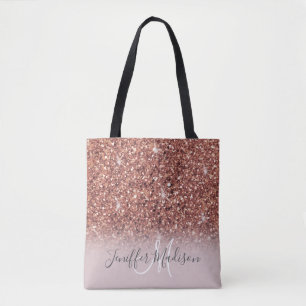 Roos gold glitter Persoonlijke naam Tote Bag
